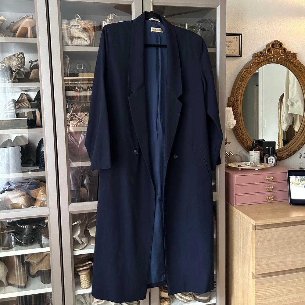 Ann Taylor Classic Navy Wool Trench Coat